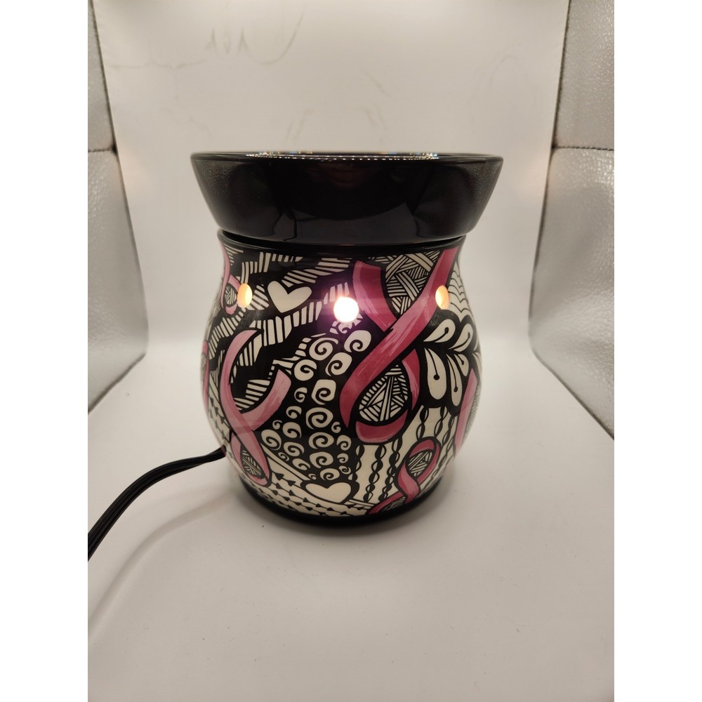Scentsy Ribbons of Hope Warmer Breast Cancer‎ Awareness Pink Black White
